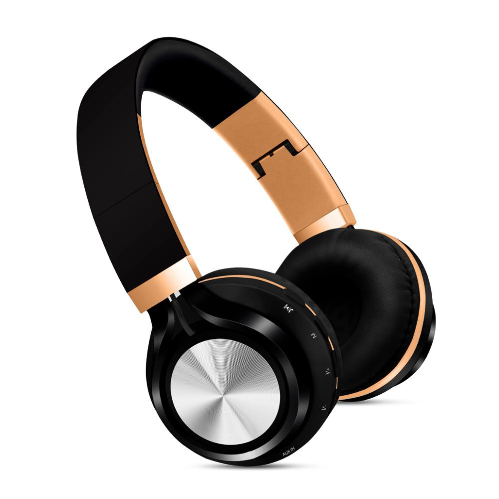 Super Bass Over the Ear Wireless Bluetooth Stereo HEADPHONE SK-01 (Black Gold)